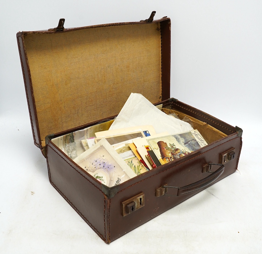 A small quantity of assorted Victorian and later greetings cards, photographs etc., including some embroidered examples. Condition - fair